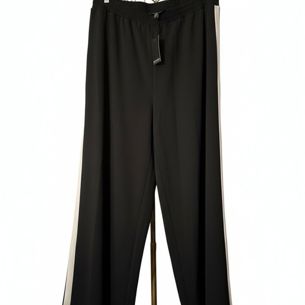 Eloquii Charcoal Black Womens Stretch Waist Trousers Stripe On Side  18/20 NWT